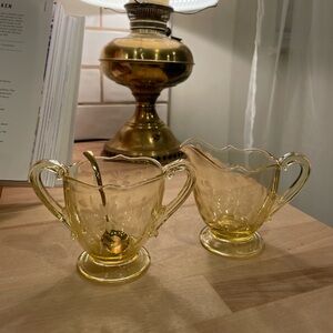 Etched Lancaster Jubilee Tea Glasses Yellow (6)